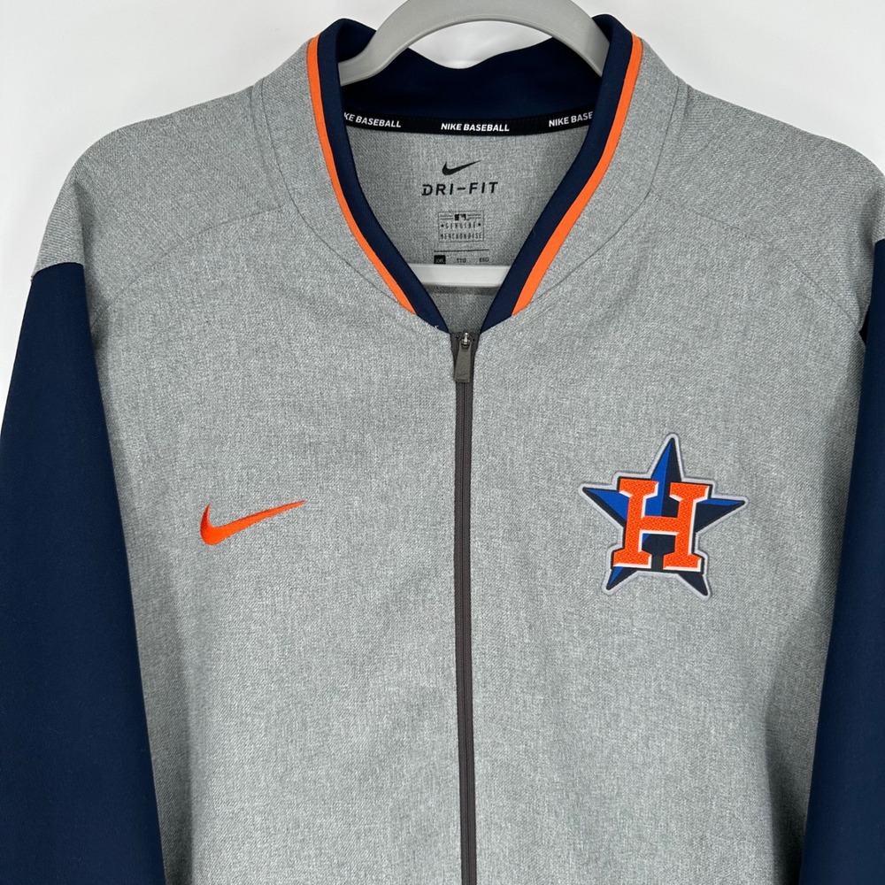 Nike Houston Astros Baseball Dri-FIT Full Zip Jacket Gray Navy Mens XXL 696869